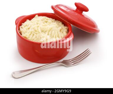 Brandade di merluzzo bianco (pasta cremosa con merluzzo, patate, latte e olio d'oliva salati essiccati), detta brandada de bacalao (Spagna), brandade de morue (Francia), Foto Stock