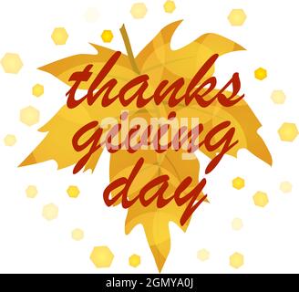 Bella composizione con foglia di acero colorato sfumato e tipografia grafia giorno di ringraziamento Illustrazione Vettoriale