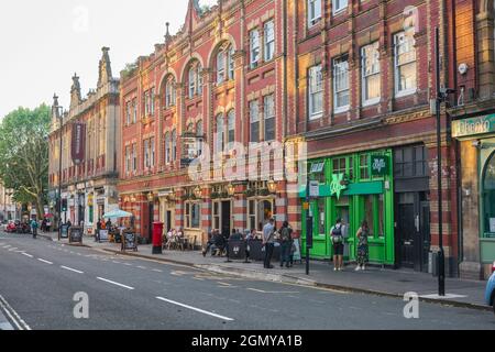 Old Fish Market Pub Bristol, vista sull'esterno del famoso Old Fish Market Pub and Restaurant Building a Baldwin Street, Bristol, Regno Unito Foto Stock