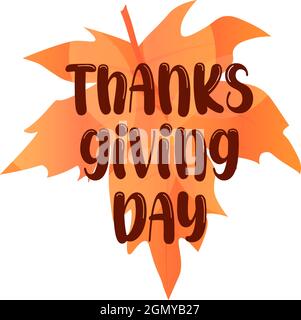 Bella composizione con foglia di acero colorato sfumato e tipografia grafia giorno di ringraziamento Illustrazione Vettoriale