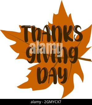 Bella composizione con foglia di acero colorato sfumato e tipografia grafia giorno di ringraziamento Illustrazione Vettoriale