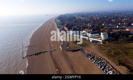 Vista aerea guardando est dai resti del Castello di Sandown, Deal Kent Foto Stock