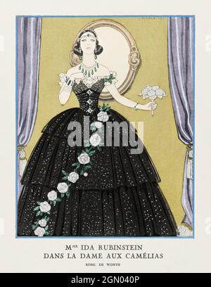 Mme Ida Rubinstein dans 'la Dame aux Camélias' (1923) illustrazione di moda in alta risoluzione di George Barbier. Foto Stock