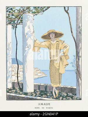 Amalfi. Robe, de Worth da Gazette du Bon Ton No. 7, Pl. 54 (1922) illustrazione di moda in alta risoluzione di George Barbier. Foto Stock