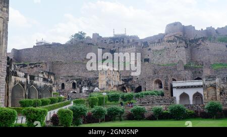 5 settembre 21, Golkonda Fort, Hyderabad, India. Vista all'interno del Forte Golkonda Foto Stock