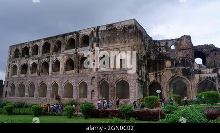 5 settembre 21, Forte Golkonda, Hyderabad. Fort dettagli a Shepherd's Hill , Forte Golkonda Foto Stock