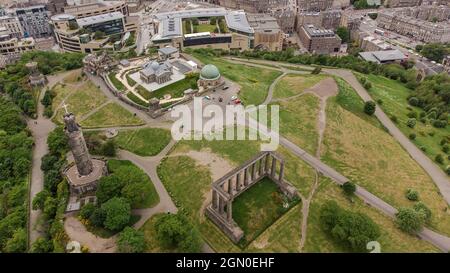 Vista aerea di Calton Hill a Edimburgo Foto Stock