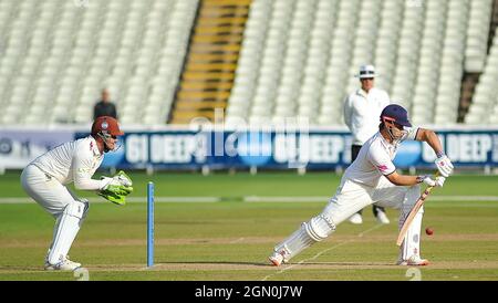 Birmingham, Regno Unito. 21 settembre 2021. Warwickshire bat Men's Cricket -County Championship Warwickshire / Somerset 4 giorni di credito: SPP Sport Press Foto. /Alamy Live News Foto Stock