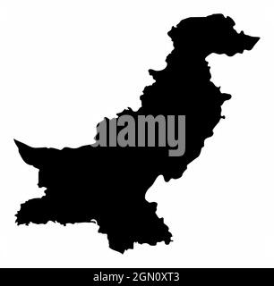 Pakistan silhouette mappa isolato su sfondo bianco Illustrazione Vettoriale