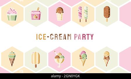 Illustrazione vettoriale di un set di gelati in stile piatto. Illustrazione Vettoriale