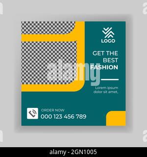 Moda prodotti Social Media Post Design Template Design Vector. Modello vettoriale Premium. Modello di post sui social media di moda Illustrazione Vettoriale