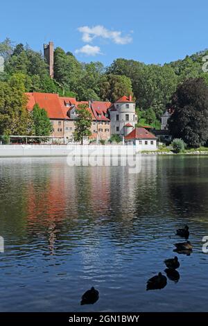 Lech e Jungfernsprung, Landsberg am Lech, alta Baviera, Baviera, Germania Foto Stock