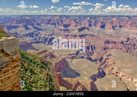 Una vista del Grand Canyon dell'Arizona dal sentiero del bordo sud nel primo pomeriggio. Preso in 2010. Foto Stock