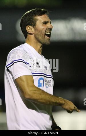 SPENNYMOIR, REGNO UNITO. 21 SETTEMBRE Tommy Miller, Spennymoor Town Manager, visto durante la fa Cup secondo turno di qualificazione tra Spennymoor Town e AFC Fylde al Brewery Field di Spennymoor martedì 21 settembre 2021. (Credit: Will Matthews | MI News) Credit: MI News & Sport /Alamy Live News Foto Stock