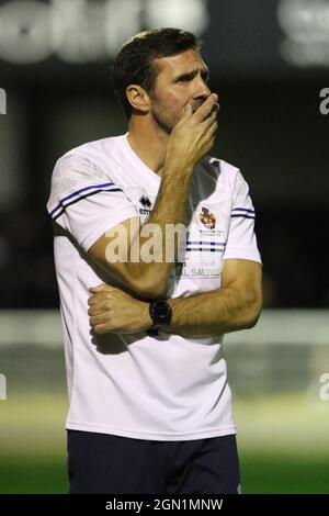 SPENNYMOIR, REGNO UNITO. 21 SETTEMBRE Tommy Miller, Spennymoor Town Manager, visto durante la fa Cup secondo turno di qualificazione tra Spennymoor Town e AFC Fylde al Brewery Field di Spennymoor martedì 21 settembre 2021. (Credit: Will Matthews | MI News) Credit: MI News & Sport /Alamy Live News Foto Stock