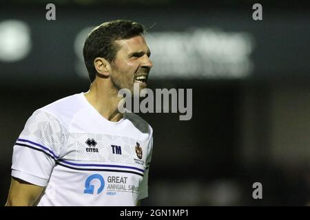 SPENNYMOIR, REGNO UNITO. 21 SETTEMBRE Tommy Miller, Spennymoor Town Manager, visto durante la fa Cup secondo turno di qualificazione tra Spennymoor Town e AFC Fylde al Brewery Field di Spennymoor martedì 21 settembre 2021. (Credit: Will Matthews | MI News) Credit: MI News & Sport /Alamy Live News Foto Stock