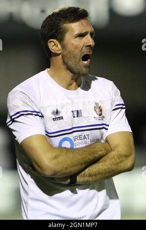 SPENNYMOIR, REGNO UNITO. 21 SETTEMBRE Tommy Miller, Spennymoor Town Manager, visto durante la fa Cup secondo turno di qualificazione tra Spennymoor Town e AFC Fylde al Brewery Field di Spennymoor martedì 21 settembre 2021. (Credit: Will Matthews | MI News) Credit: MI News & Sport /Alamy Live News Foto Stock