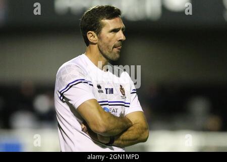 SPENNYMOIR, REGNO UNITO. 21 SETTEMBRE Tommy Miller, Spennymoor Town Manager, visto durante la fa Cup secondo turno di qualificazione tra Spennymoor Town e AFC Fylde al Brewery Field di Spennymoor martedì 21 settembre 2021. (Credit: Will Matthews | MI News) Credit: MI News & Sport /Alamy Live News Foto Stock