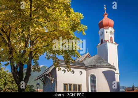 Chiesa parrocchiale di nostra Signora della Visitazione in Ehrwald, Tirolo, Austria Foto Stock