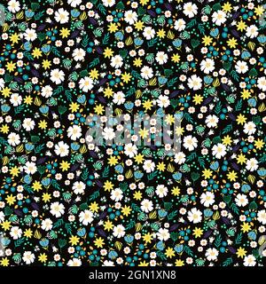 Piccoli fiori vintage retro stile sfondo texture senza cuciture pattern. Illustrazione Vettoriale