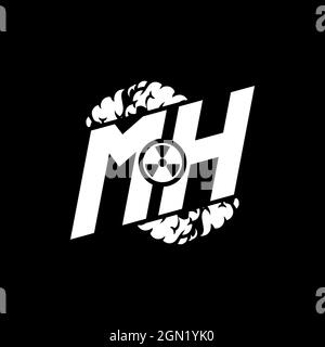 Monogramma MH iniziale eSport con vettore modello forma e fumo Illustrazione Vettoriale