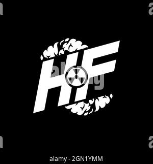 Monogramma eSport iniziale HF con vettore modello forma e fumo Illustrazione Vettoriale