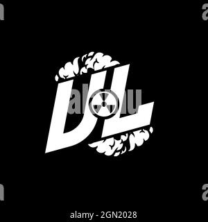 Monogramma eSport iniziale UL con vettore modello forma e fumo Illustrazione Vettoriale