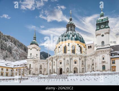 Basilica dell'Assunzione dell'Abbazia benedettina Ettal, Ettal, alta Baviera, Baviera, Germania Foto Stock