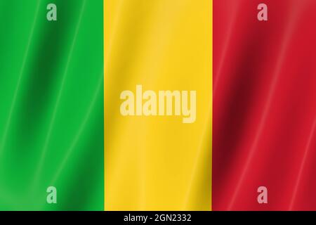 Bandiera Mali dell'illustrazione panoramica Silk-3D Foto Stock