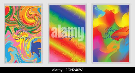 Set di design per copertine moderne. Vettore creativo e colorato per modello di menu, invito, brochure, volantino, libro di note e modello di banner Illustrazione Vettoriale
