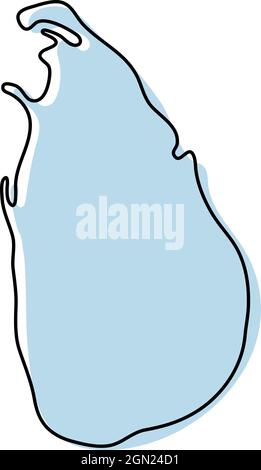 Mappa stilizzata semplice dell'icona dello Sri Lanka. Mappa di schizzo blu dell'illustrazione vettoriale dello Sri Lanka Illustrazione Vettoriale