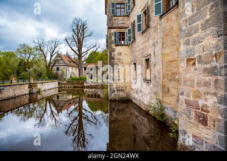 Mitwitz ormeggiato castello, Baviera, Germania Foto Stock