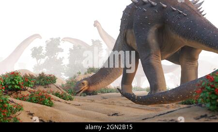 Alamosaurus, gruppo di dinosauri del tardo Cretaceo Foto Stock