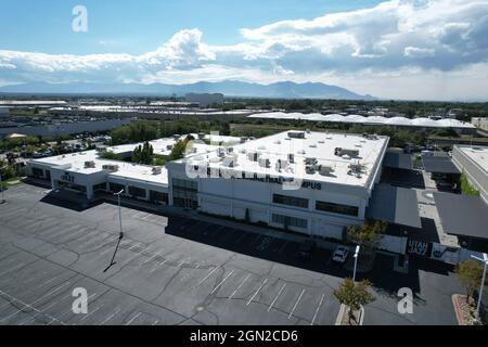 Vista aerea del campus di pallacanestro della Banca di Zion, sabato 18 settembre 2021, a Salt Lake City. La struttura è la sede di formazione e pratica o Foto Stock