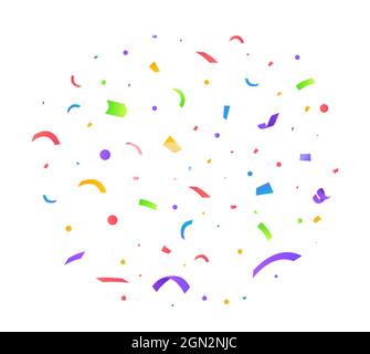 Illustrazione vettoriale dei confetti. Sfondo festivo. Concetto di partito. Nastri volanti isolati. Illustrazione Vettoriale