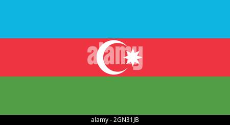Bandiera nazionale della Repubblica di Azerbaigian formato originale e colori illustrazione vettoriale, bayragi azerbaycan o Azerjanis Azeris, bandiera Azerbaigian Illustrazione Vettoriale