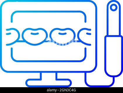 Icona del vettore lineare del gradiente della telecamera intraorale Illustrazione Vettoriale