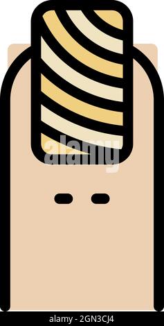 Icona lucidante a strisce per unghie. Contorno chiodo striato lucido vettore icona colore piatto isolato Illustrazione Vettoriale