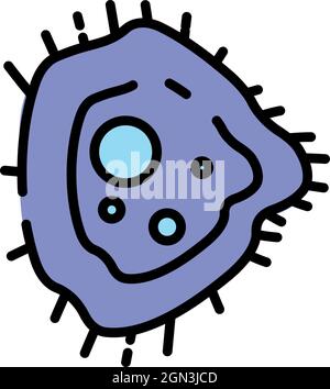 Icona della struttura dei batteri. Struttura del contorno di batteri vettore icona colore piatto isolato Illustrazione Vettoriale