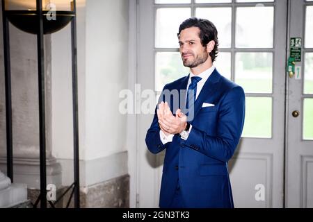 Il principe svedese Carl Philip partecipa a una cerimonia di borsa di studio nel concorso di disegno "The Thinking Hand" a Stoccolma, in Svezia, mercoledì 22 settembre 2021. "The Thinking Hand" è un concorso di borse di studio per giovani disegnatori, realizzato da artisti, architetti, illustratori e game designer foto: Erik Simander / TT / code 11720 Foto Stock