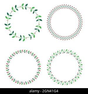 Corona di Natale colorato vettore arte icone set Illustrazione Vettoriale