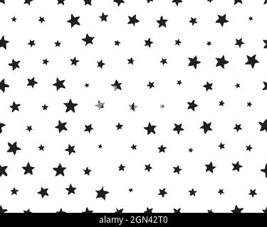 Motivo senza giunture con stelle nere su sfondo bianco Foto Stock