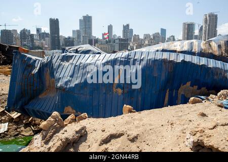 L'illustrazione mostra una visita al sito 'Ground Zero' e memoriale dell'esplosione del porto di Beirut dell'agosto 2020, a Beirut, Libano, parte di a s Foto Stock
