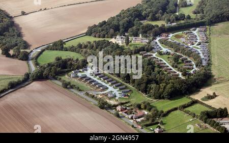 Vista aerea del Raywell Hall Country Lodge Park, East Yorkshire Foto Stock