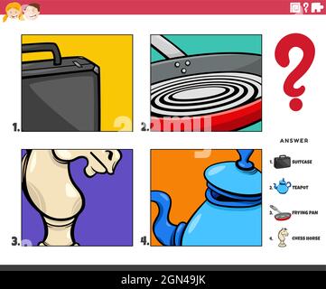 Illustrazione cartoon di gioco educativo di indovinare oggetti attività per i bambini Illustrazione Vettoriale