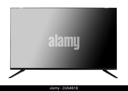 Grande monitor LED contemporaneo di TV di forma rettangolare su sfondo bianco isolato Foto Stock