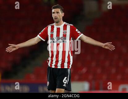 Sheffield, Inghilterra, 21 settembre 2021. Chris Basham di Sheffield Utd durante la partita della Carabao Cup a Bramall Lane, Sheffield. Il credito dell'immagine dovrebbe leggere: Darren Staples / Sportimage Credit: Sportimage/Alamy Live News Foto Stock