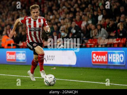 Sheffield, Inghilterra, 21 settembre 2021. Ben Osborn di Sheffield Utd durante la partita della Carabao Cup a Bramall Lane, Sheffield. Il credito dell'immagine dovrebbe leggere: Darren Staples / Sportimage Credit: Sportimage/Alamy Live News Foto Stock