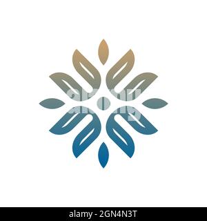 Modello vettoriale icona fiore sfumato colorato. Logo decorativo astratto per salone di bellezza, cosmetici, spa. Illustrazione Vettoriale