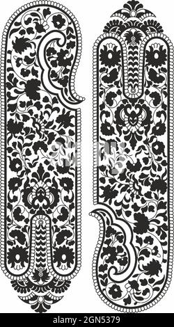 Elemento motivo floreale verticale, immagine stock ornamento indiano Foto Stock